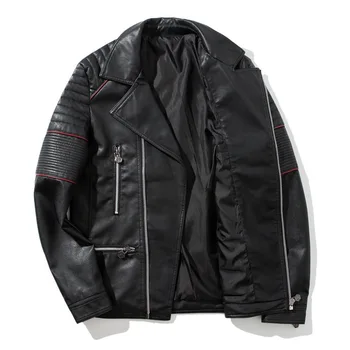 

New Men's Lapel Flight Suit Locomotive PU Leather Jacket Men's Youth Korean Slim Leather Jacket