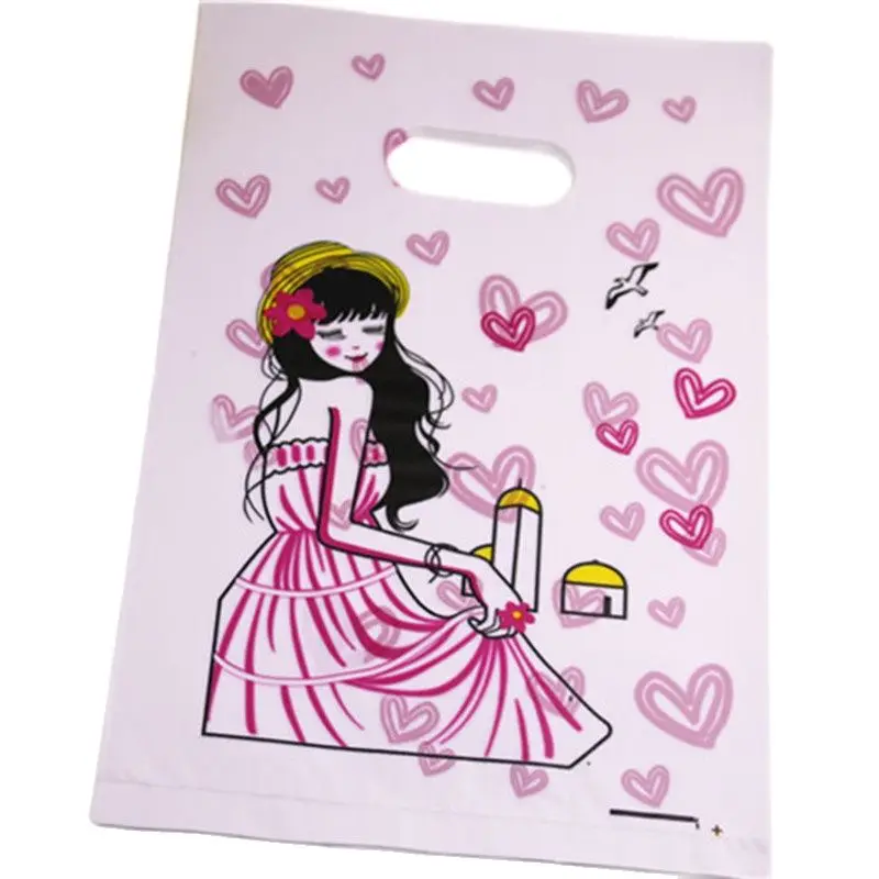 100pcs/lot 20*30cm Luxury Shopping Gift Bags Fashion Girl Plastic Packaging For Hair Extensions | Дом и сад