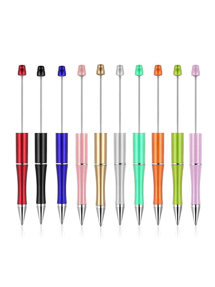 10pcs/lot Plastic Beadable Pen Bead Pens Ballpoint Pen Gift Ball Kids party Personalized Gift Wedding For Guests XMAS