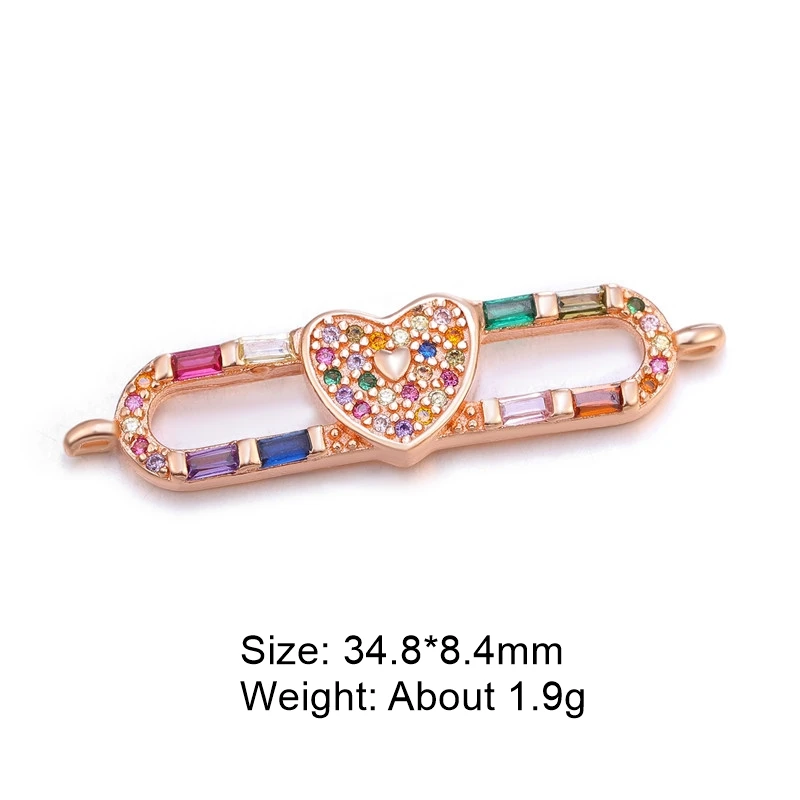 Rose Gold Juya DIY кубические соединительные Звенья из циркония, товары ручной работы, слон, любовь, сердце, Купидон, зажим для бумаги, аксессуары для изготовления браслетов - Цвет: Rose Gold