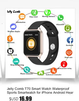 Jelly Comb Смарт-часы IP67 Водонепроницаемый Фитнес умный Браслет трекер сердечного ритма монитор Smartwatch Reloj цифровые часы Mujer