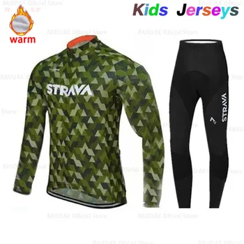 

2019 Boy Winter Long Sleeve Cycling Jersey Set Pro Team Cycling Clothes Thermal Fleece MTB Cycle Clothing Kids Road Bike Uniform