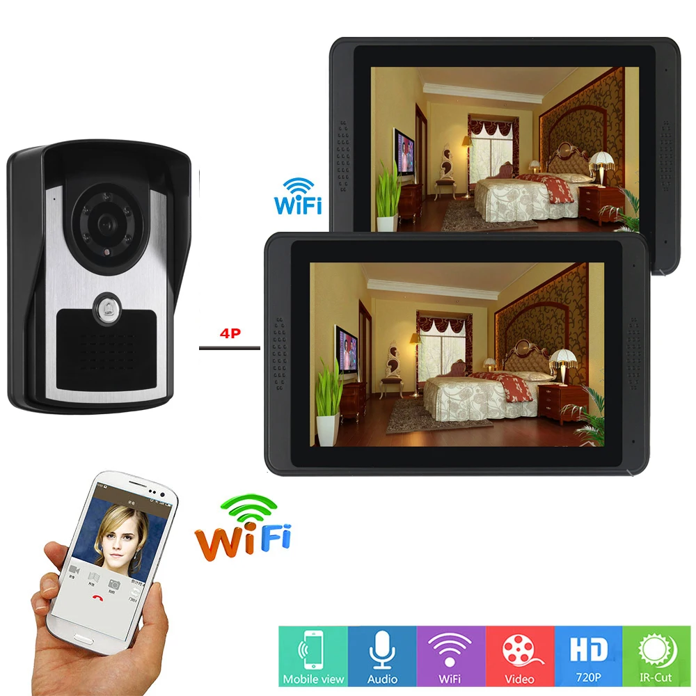 

Yobang Security Video Intercom 7 Inch LCD Wifi Wireless Video Door Phone Doorbell IR Camera System Android IOS APP Remote Unlock