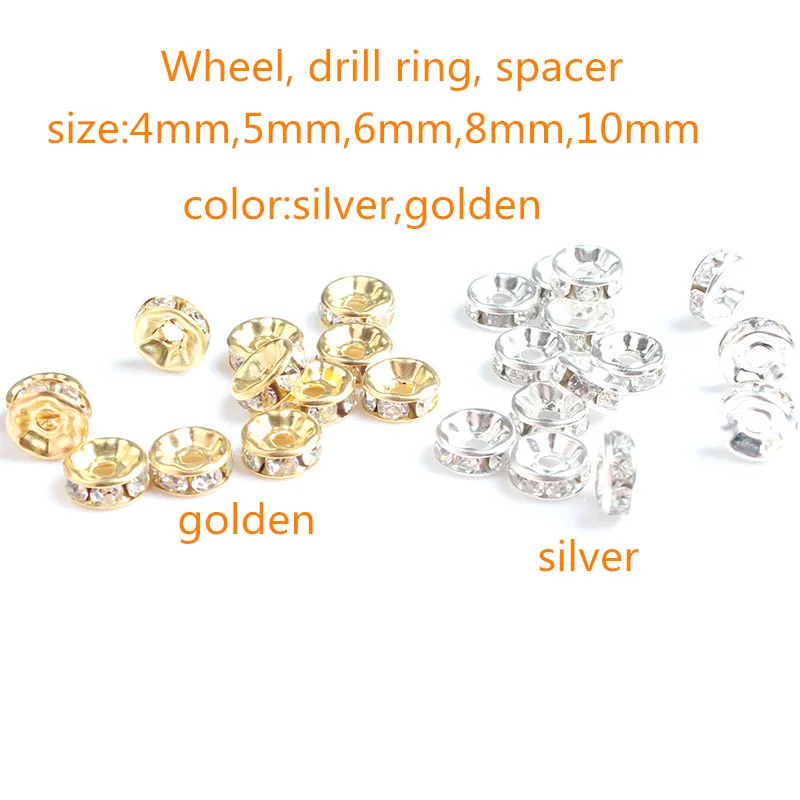 100pcs 6mm/8mm Gold and Silver Spacers Jewelry Accessories For DIY