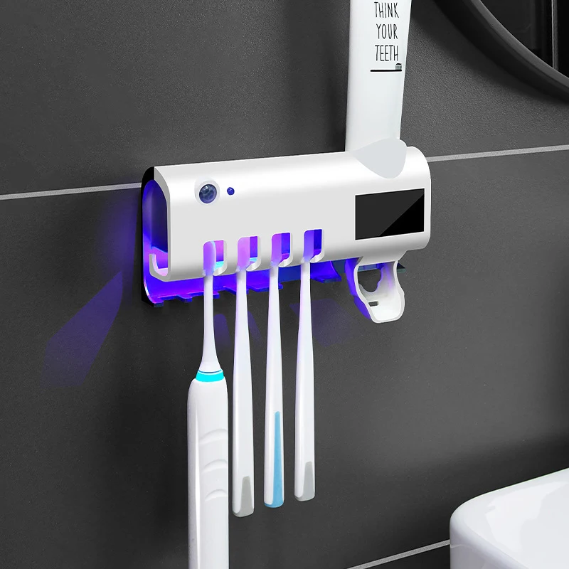 

Antibacteria Smart UV Toothbrush Sterilizer Solar Energy Electric Toothbrush Cleaning Wall Mount Toothpaste Dispenser Holder