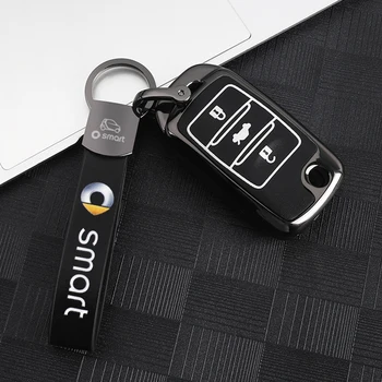 

For Mercedes-Benz smart Fashoinal Alloy + Genuine leather car key chain fortwo/forfour key pendant decoration accessories