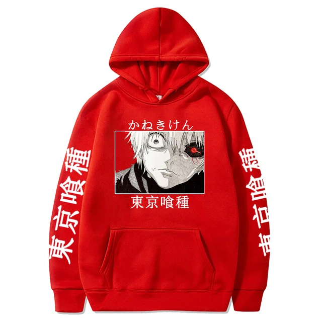Tokyo Ghoul Anime Hoodie Pullovers Sweatshirts Ken Kaneki Graphic Printed Tops Casual Hip Hop Streetwear Red 2