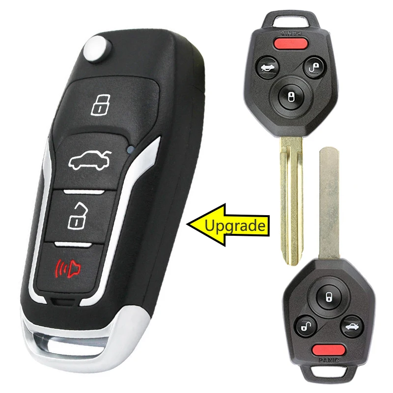 KEYECU 433 МГц 4D60/4D62/4D82 чип FCC: CWTWB1U766 Модернизированный Флип складной 3+ 1 4 кнопки дистанционного ключа брелок для Subaru Forester