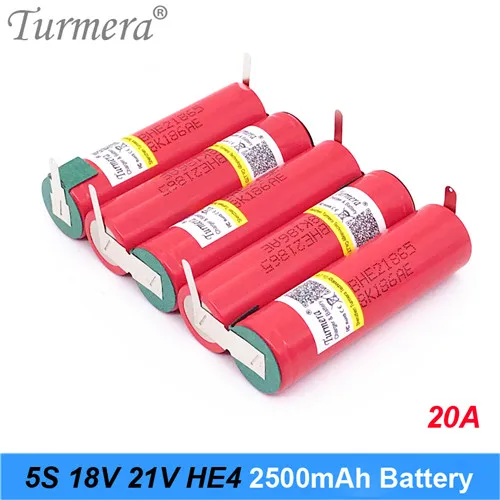 5S-HE2-H-01 Turmera 3S 4S 5S 6S аккумулятор 18650 HE2 2500 мАч 5000 мАч 20A 12,6 в до 25,2 в паяльная батарея для отвертки Шурик аккумулятор - Цвет: 5S-HE2-H-01