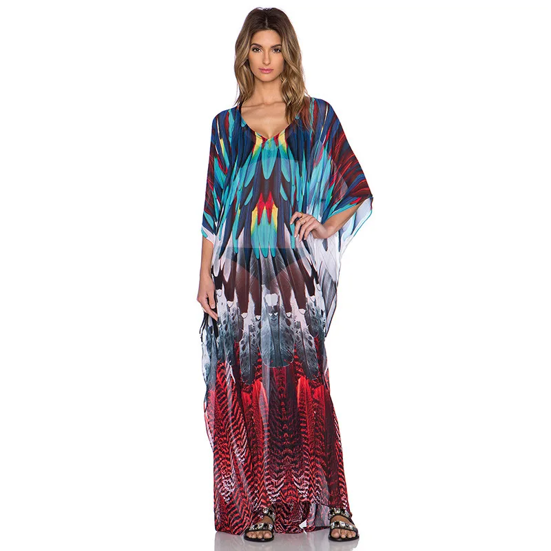 Для женщин пляжное платье длинное размера плюс Boho Chic элегантные женские платья парео платья для девочек, комплект летней одежды для семьи, одежда для Для женщин платье в стиле Boho-Chic Длинные