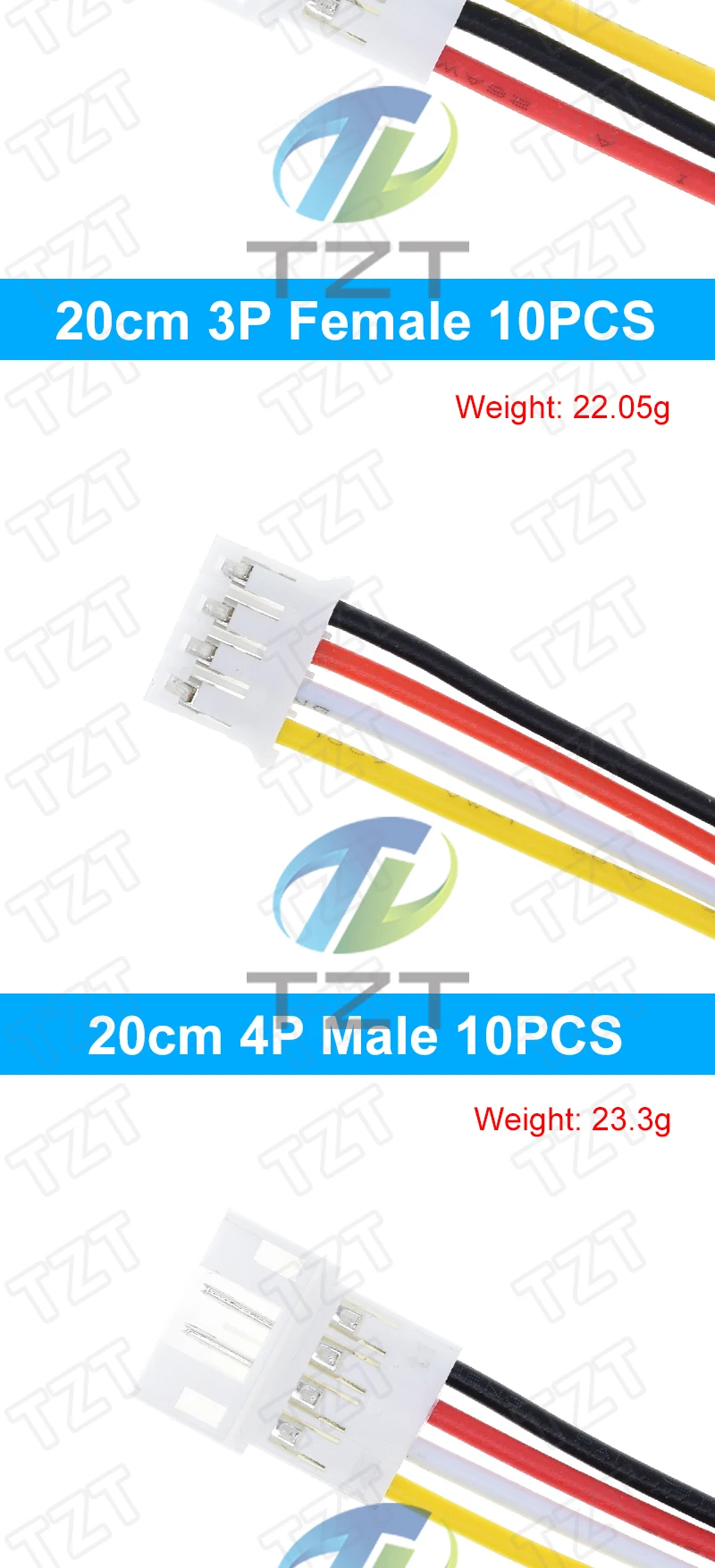 TZT 10PCS 5Pair Micro JST PH 2,0 2P 3P 4P 5P 6PIN Männlich Weiblich stecker Stecker Mit Draht Kabel 20CM + 20CM Für Arduino MP3 – Detail 8