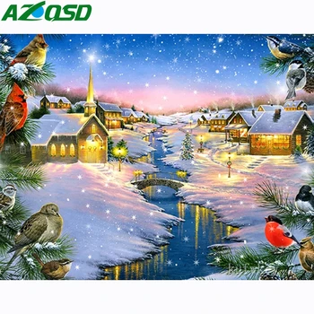 

AZQSD DIY Painting By Number House Canvas Kits Home Decoration Unframe Coloring By Numbers Landscape Handmade Gift