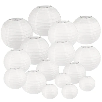 

25 Pack White Paper Lantern with Various Sizes,Paper Lampshade Lighting,Children Drawing Diy Lantern