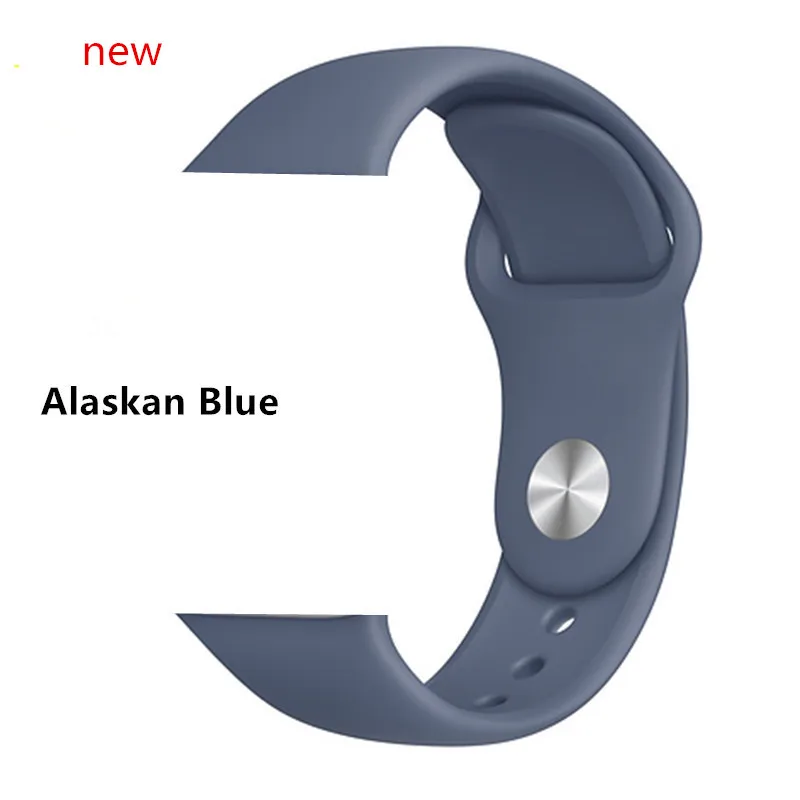 alaskan blue Силиконовый ремешок для apple watch band 44 мм 40 мм, correa, iwatch5/4/3/2, 38 мм, ремешок 42 мм монохромный Силиконовый Браслет apple watch band - Цвет ремешка: alaskan blue