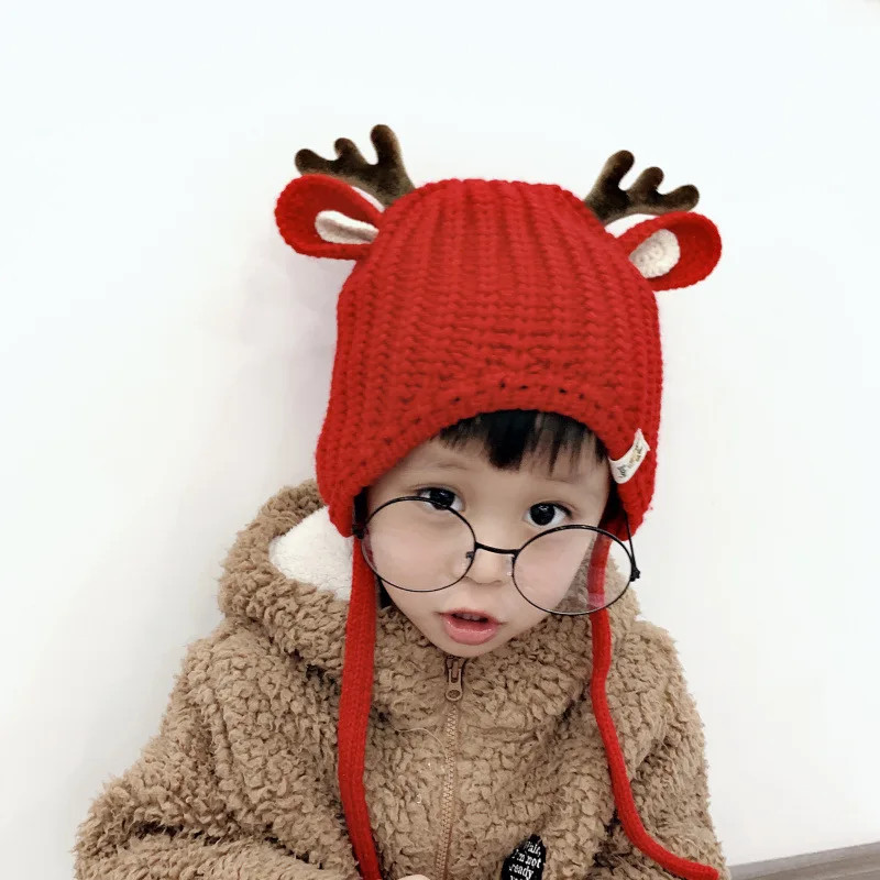 Doitbest/Детские шапки для девочек от 2 до 6 лет, зимние вязаные шапки с рисунком маленьких рогов, детские шапки с ушками для девочек
