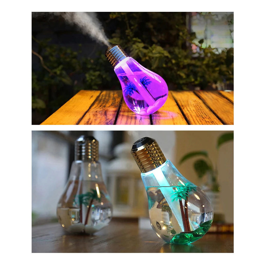 USB Light Bulb Humidifier Colour Changing Novelty LED Light Air Humidifying Purifier for Home Office Car Bedroom Schoolroom