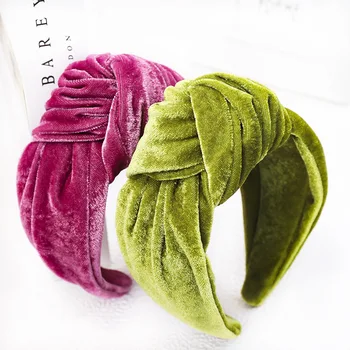 

Fashion Velvet Hair Bands For Women Silk Cloth Turban Headband Knot Hair Clips Hoop Hair Accessories Girls Head warp diademas