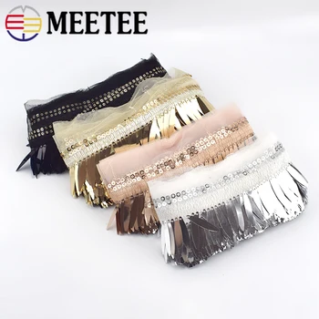 

4Meters Sequins Lace Trim Tassel Embroidered Organza Ribbons Webbing For Stage Costume Garment Decoration DIY Sewing Accessories