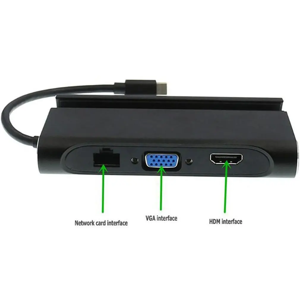 Тип-c к HDMI/VGA RJ45 концентратор адаптер 3 USB3.0 порт концентратор Тип C многофункциональная док-станция для Macbook с подставкой для телефона