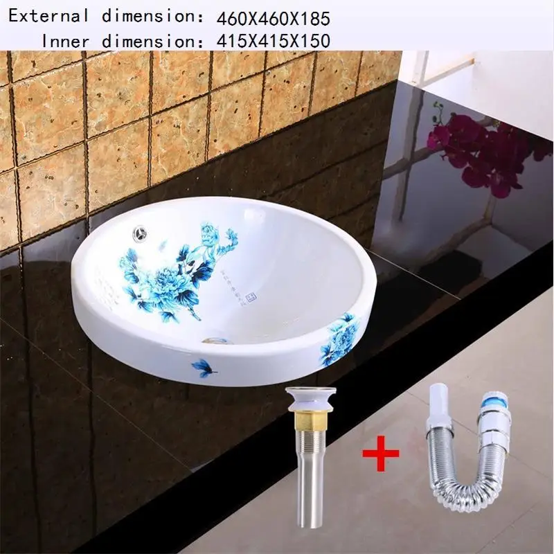 Version D Evier Sobre Encimera Black Banyo Lavabo Vanity Para Lavandino Bagno Wastafel Cuba Pia Banheiro умывальник для ванной комнаты - Цвет: Version D