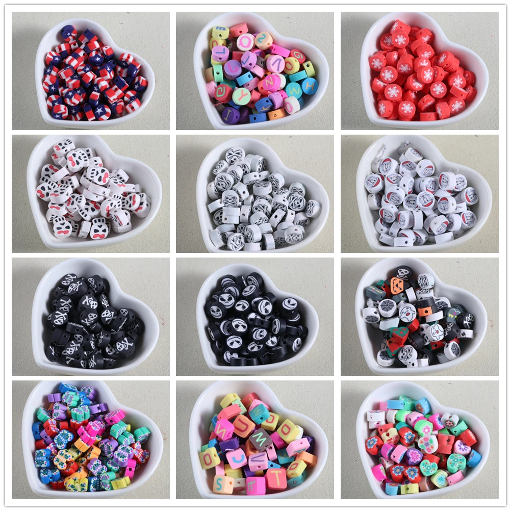 

Multiple shapes Spacer Clay Beads Round Beads With Hole For Jewelry Making Handmade Diy Bracelet Necklace Ring Accessories 22pcs