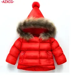 Детское утепленное пальто с воротником из натурального меха новое зимнее пальто для девочек Детская куртка с капюшоном детская одежда для