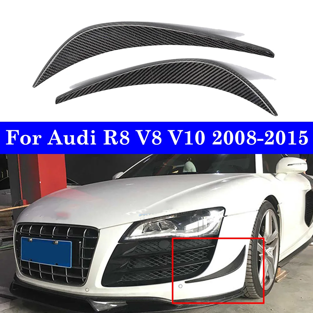 1 Pair Real Carbon Splitter Front Bumper Fins For Audi R8 V8 V10 2008