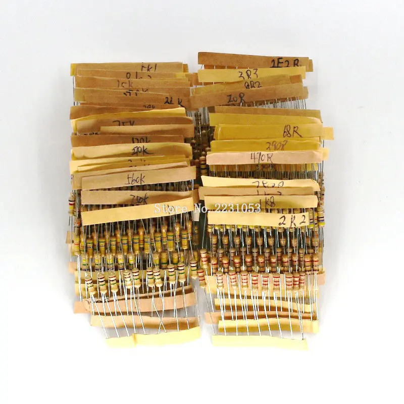 Carbon Film Resistor Kit 500PCS/LOT 1/2W Power 0.5W 5% Tolerance 1.2 ohm-1M ohm 50 Values Each 10PCS