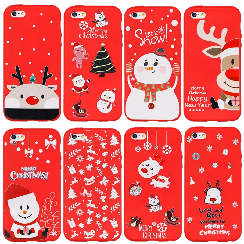 For iphone SE Case for 5 5S Cases Cute Christmas Gift Soft Silicone Protective Cover case Santa Claus Pattern On |