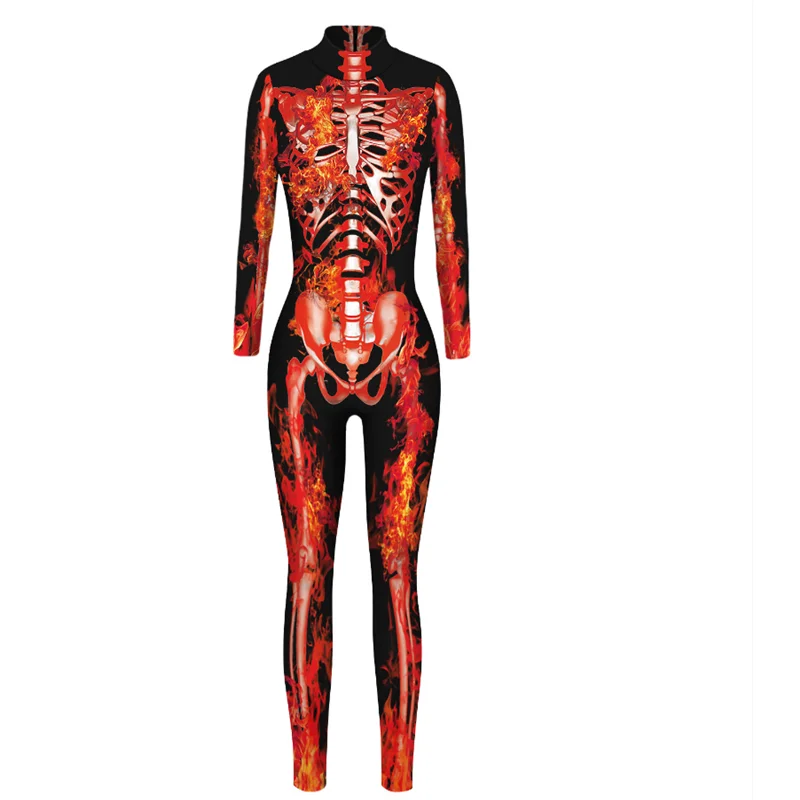 Skeleton Rose Sexy Women Halloween Devil Ghost Jumpsuit Party Carnival Performance Scary Costume Kids Baby Girl Day Of The Dead