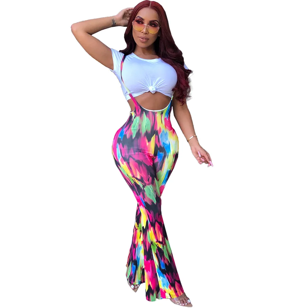 

Casual Bodycon Rompers Open Back Flare Bodysuit Sexy Neon Women Overalls Clothes 2019 Playsuit Backless Beach Pants Plus Size