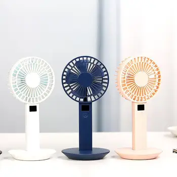 

028a Creative Desktop Power Display Usb Charging Three-speed Mute Handheld Small Microphone Fan Summer Portable Small Fan