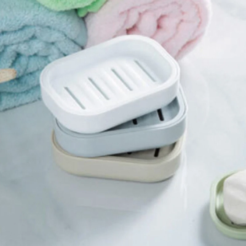 New 1PCS Plastic Soap Dish Plastic Bathroom Creative Double draining soap holder Non-slip soap box
