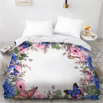 

3D Duvet Cover Custom 200X200 220x240 Comforter/Quilt/Blanket case Twin Full Queen Bedding For Wedding Floral Drop Ship