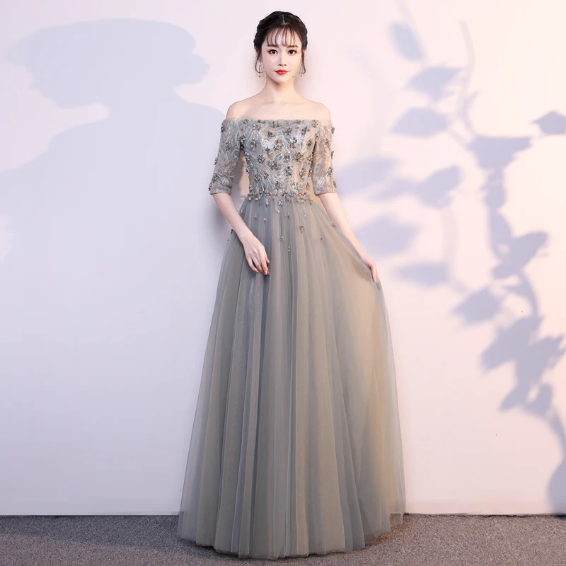 Women Slash Neck Qipao Bride Wedding Party Dress Elegant Off Shoulder Mesh Cheongsam Sexy Plus Size 3XL Ball Gown Dress Vestidos