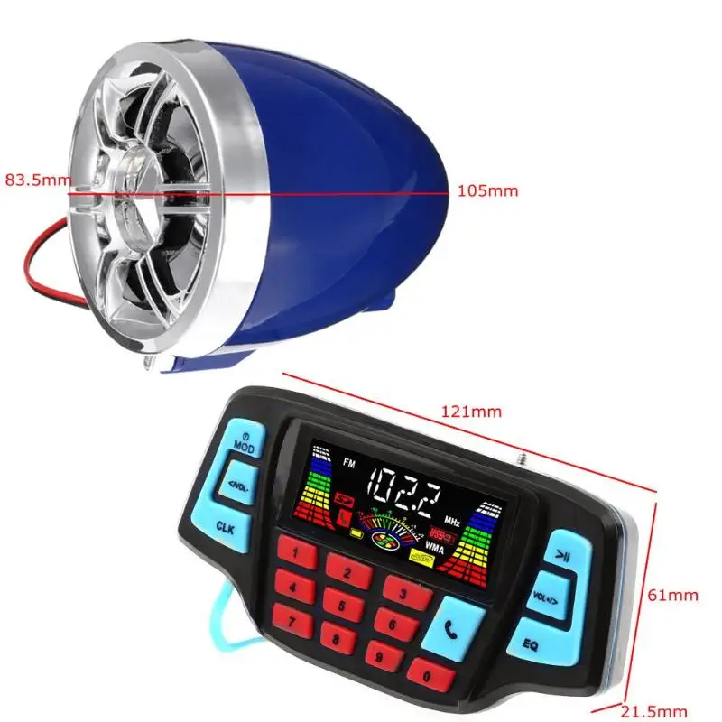 Мотоцикл Руль аудио Звуковая система Динамик Мотоцикл Скутер USB Bluetooth TF FM радио MP3 музыкальный плеер динамик s комплект
