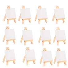 24Set Artists 5 Inch Mini Easel+3 Inch X3 Inch Mini Canvas Set Painting Craft DIY Drawing Small Table Easel Gift