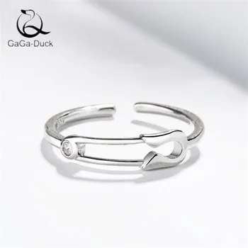 

New Creative Fashion Jewelry Temperament Single Crystal Pin 925 Sterling Silver Personality Women Popular Opening Rings R538