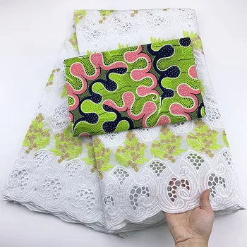 

Swiss Voile Lace Fabric 2020 High Quality New Arrival African Lace Fabric Latest Cotton Lace 2.5yards + 3yards wax