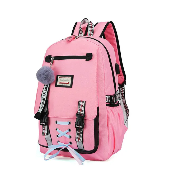 2020 Casual Style Backpack for Teenage Girls Usb with Lock Anti Theft Backpacks Women Book Bag Big High School Bag Youth College 1