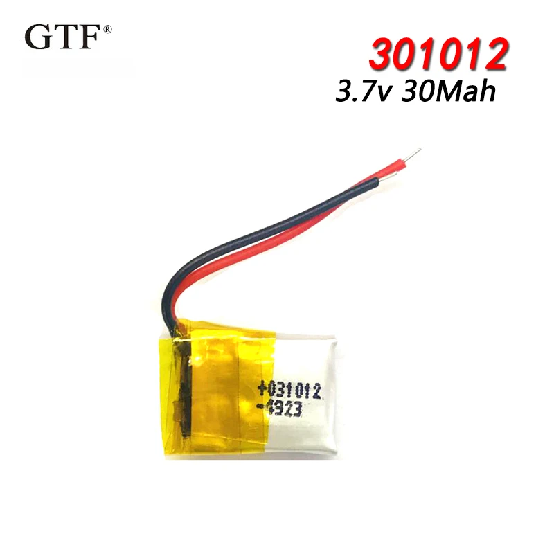 

301012 3.7V 30mAh lithium polymer lipo rechargeable battery for GPS MP3 MP4 PAD DVD DIY bluetooth headphone speaker phone