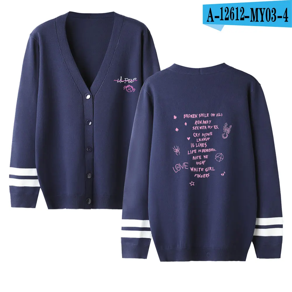 navyblue Свитер унисекс lil Открытый свитер Высокое качество влюбленные кардиган свитер осень v-образный вырез длинный рукав вязаный теплый свитер - Цвет: navyblue