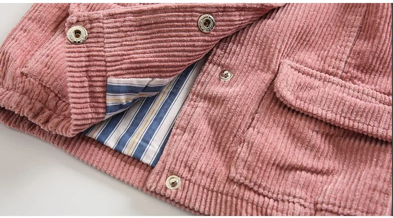 Autumn winter children's clothing jacket boys girls warm jacket children's baby rabbit plush thick coat lapel corduroy coat