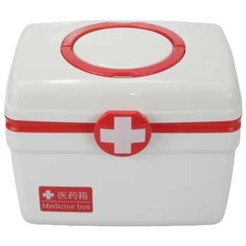 

Family Medicine Kits Bin Medical First Aid Storage Box Plastic Medical Box Handle Portable Storage Medicine Gathering Case Box