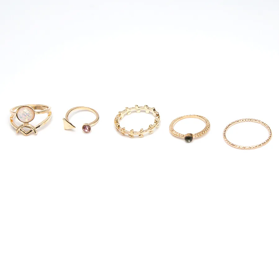 Набор колец из 5 винтажный набор крученого золота дамский круглых для женщин