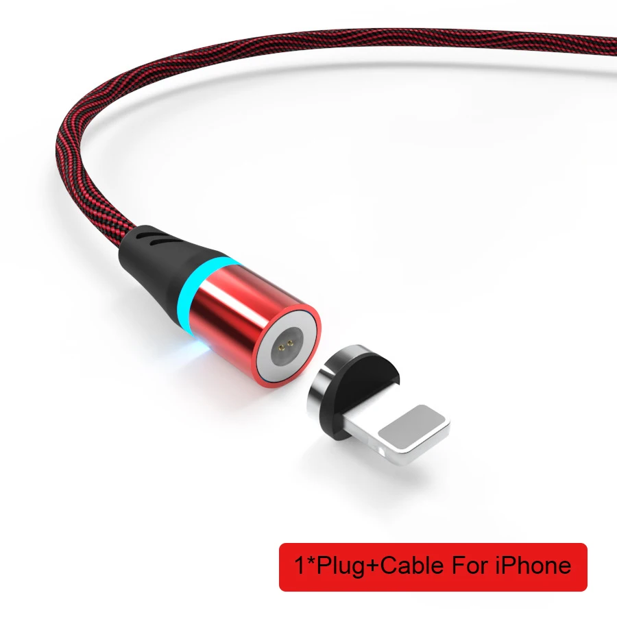Магнитный Micro USB кабель для iPhone, samsung, Xiao, быстрая зарядка, кабель для передачи данных, магнитный usb type C, Lightning, для мобильного телефона - Цвет: Red for iPhone