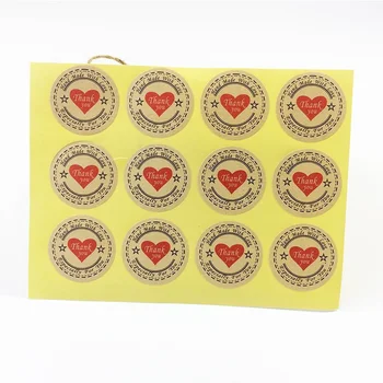 

1200 Pcs/lot Kawaii Hand Made With Love Kraft Paper Seal Stickers Thank You DIY Multifunction Gift Sticker DIY Sealing Sticker