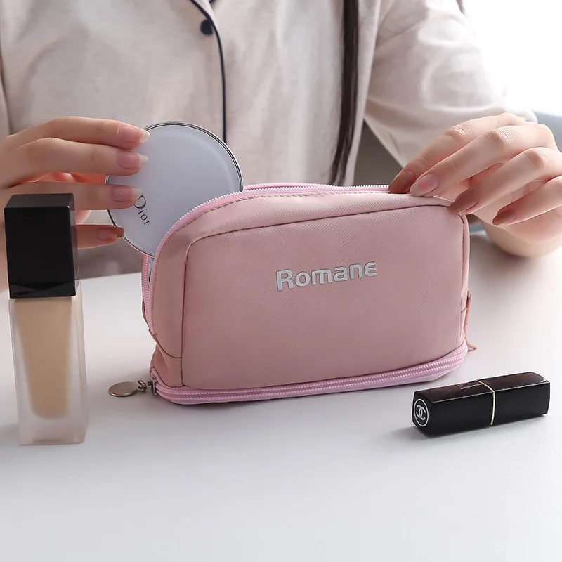 Japan Double Layer Storage Cosmetic Bag Waterproof Nylon Multi-functional Manufacturers Direct Selling Foreign Trade Candy-Color