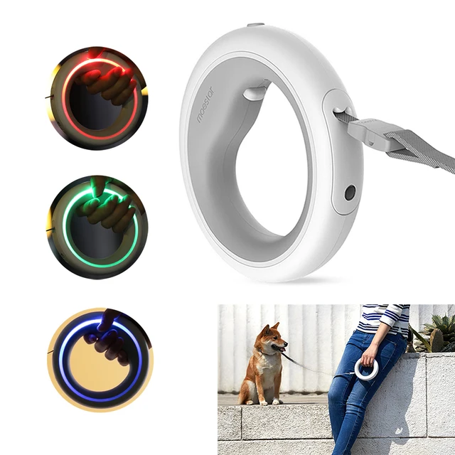 Fashion Luxury Hands Free Retractable Pet Dog Leash Lead Walking Traction Rope Rechargeable Night Luminous LED Breathing Light 1