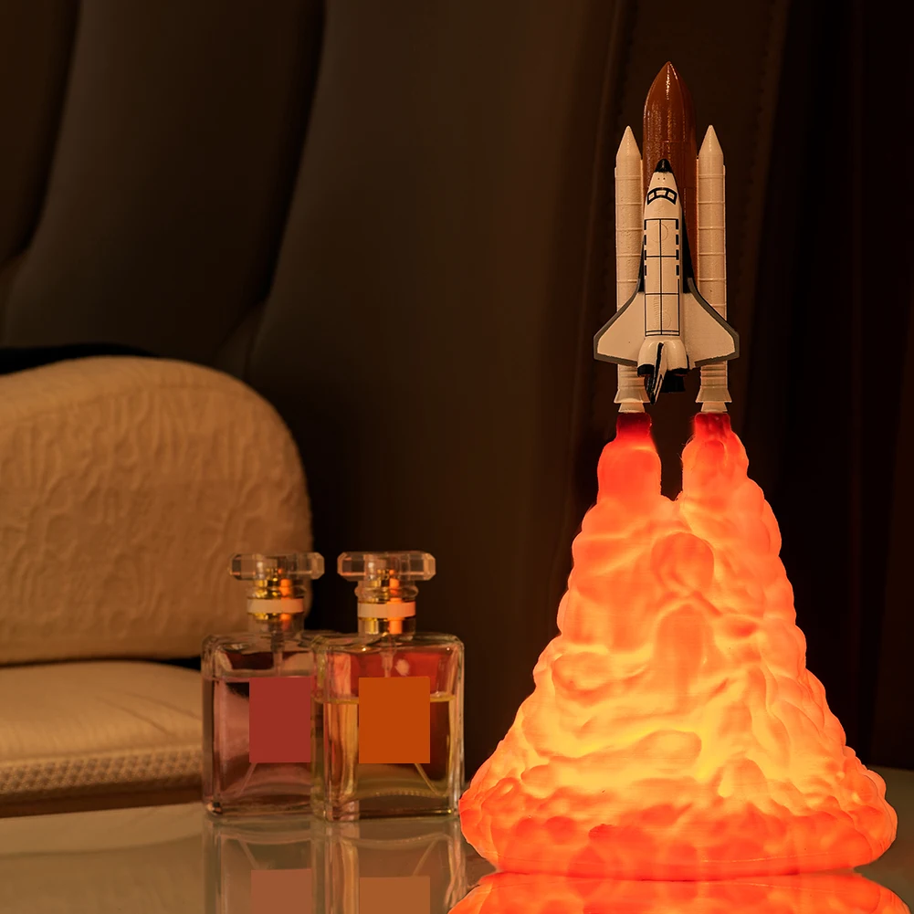 

Rechargeable Rocket Shape Night Light For Space Lovers Moon Lamp Smart Home Room Decoration 3D Print Space Shuttle Lamps New Hot